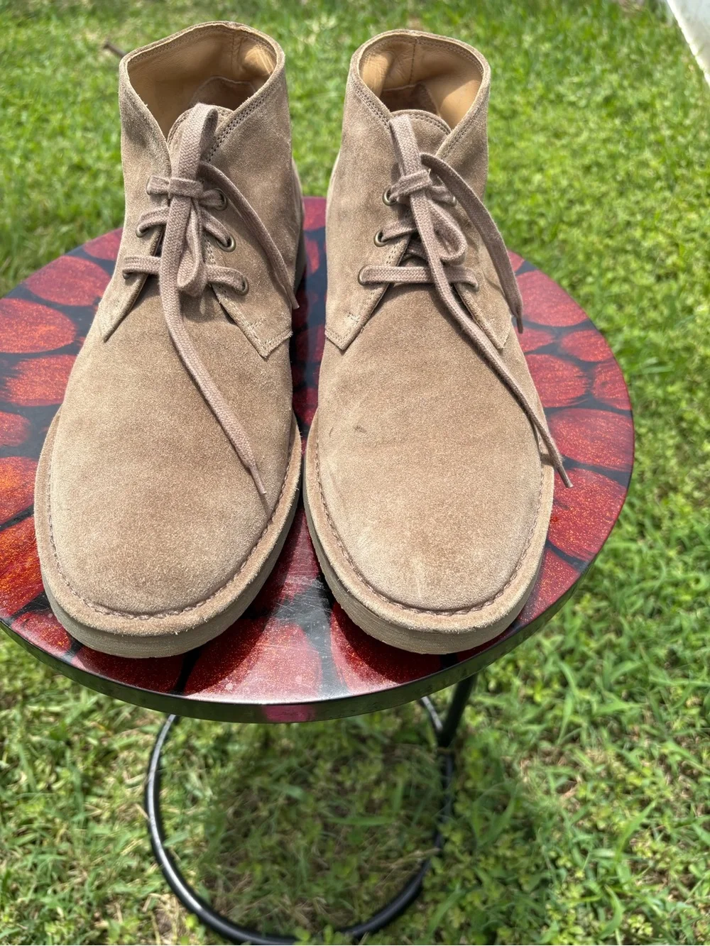 Men's Suede Chukka Vince “Jerome” Boots in Light Brown Size 12